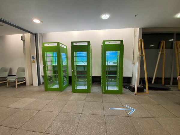 Secondhand Green Timber Phone Box Prop For Sale