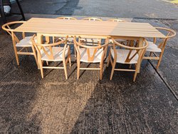 Solid Ash Table and Wishbone Chairs Set