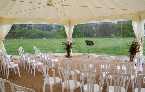Hexagonal marquee with pleated lining