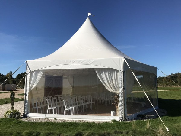 Hexagonal marquee with windows