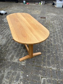 Secondhand Dining Height Oblong Oak Table For Sale