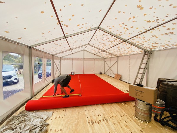 Marquee with wood floor and carpet