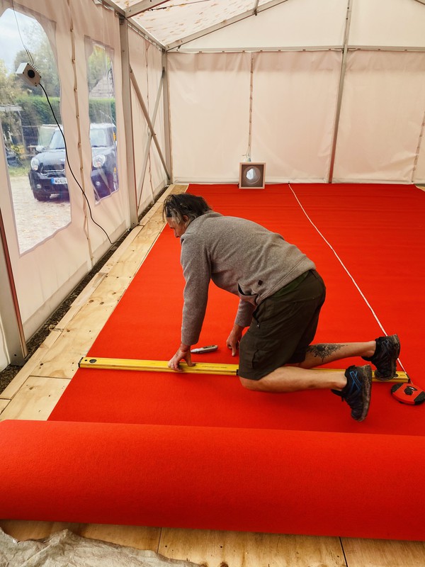 Red carpet in framed marquee