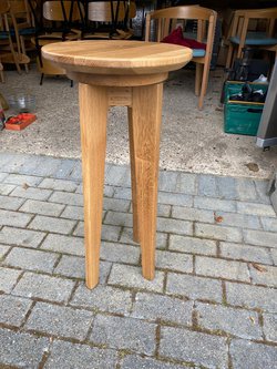 Secondhand Mid Height Round Flat Top Oak Stools For Sale