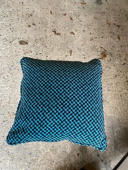 Secondhand Blue Black Patterned Cushions For Sale