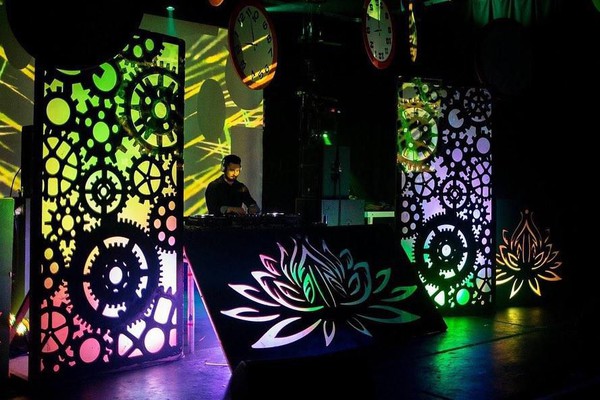 DJ Clock themed stage set
