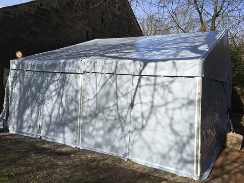 Secondhand 9m x 6m Roder Marquee Special Order Grey PVC For Sale Secondhand 9m x 6m Roder Marquee Special Order Grey PVC For Sale