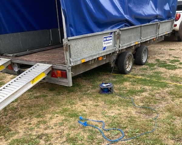 Covered Ifor Williams trailer with Ali Ramps