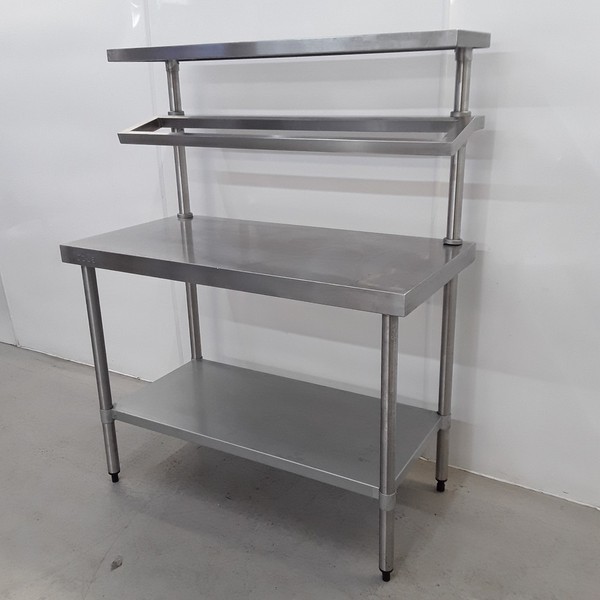 Commercial prep table with gastronorm storage