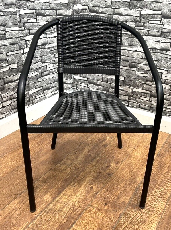 Black stacking outdoor chairs