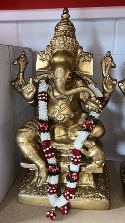 Secondhand 60cm All Brass Lord Ganesh Murti Statue For Home or Mandap Decor For Sale