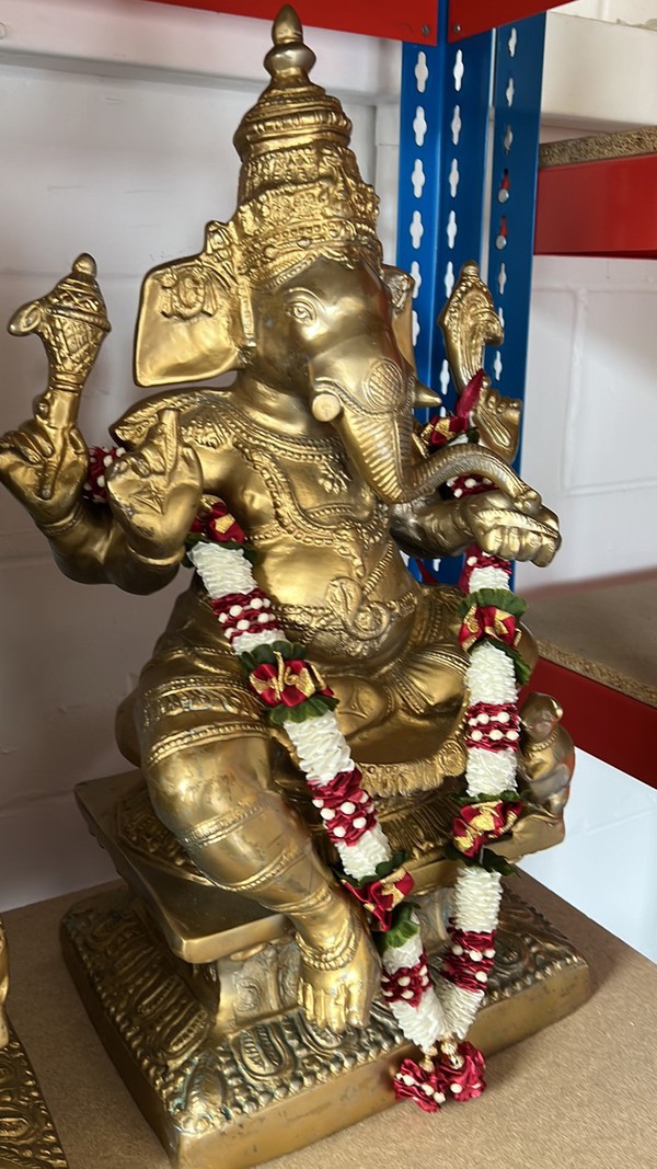 60cm All Brass Lord Ganesh Murti Statue For Home or Mandap Decor For Sale
