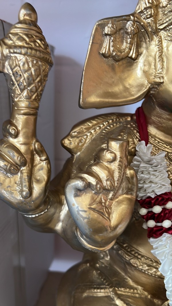Secondhand Used 60cm All Brass Lord Ganesh Murti Statue For Home or Mandap Decor For Sale