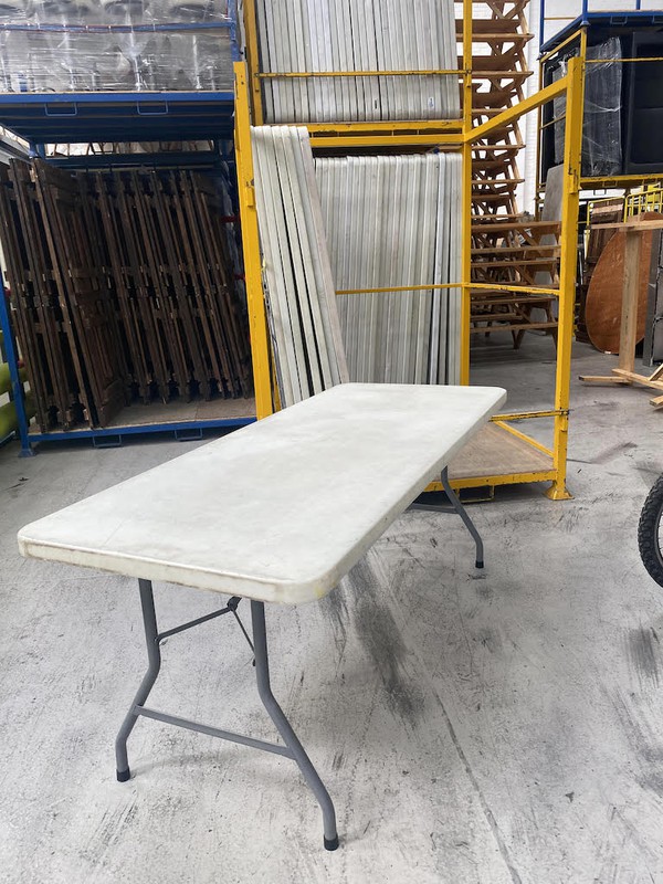 Folding White Plastic Trestle Tables for sale