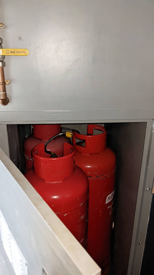 Fish and chip shop lorry with LPG gas bottles