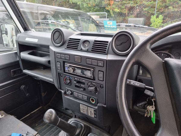 Inside Cab of Land Rover Defender with Generator