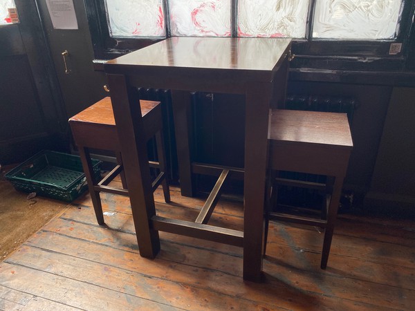 Brown Wooden Bar Tables and Stools for sale