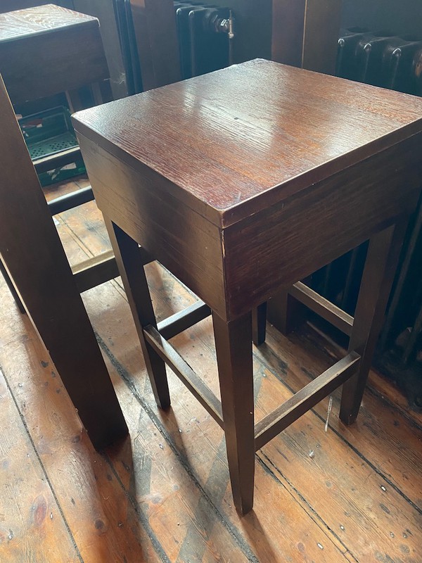 Selling Square Brown Wooden Bar Tables and Stools