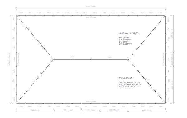 Traditional Indian Pole Tent 24m x 14.25m Plan