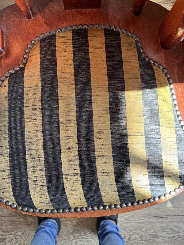 Gold and Black Striped Fabric Upholstery