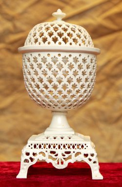 Creamware Urn with lid (Pierced with square base)
