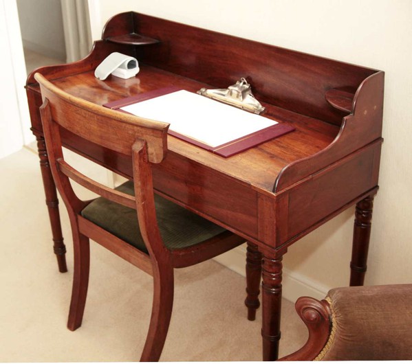 Writing desk with pen stand / ink wells
