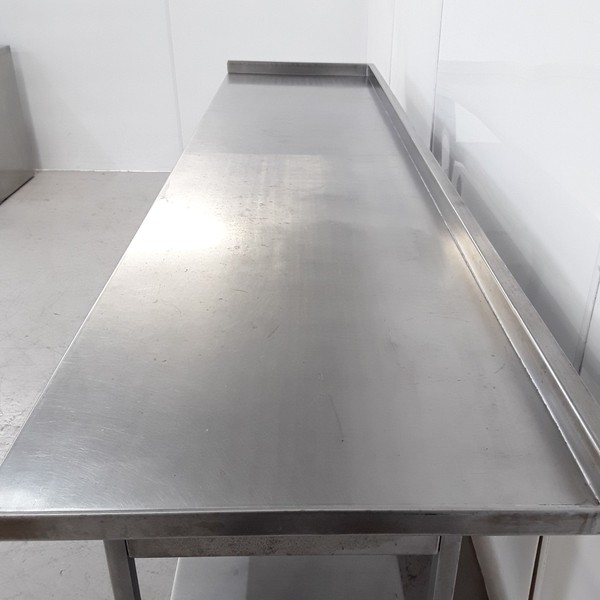 Long stainless steel prep table