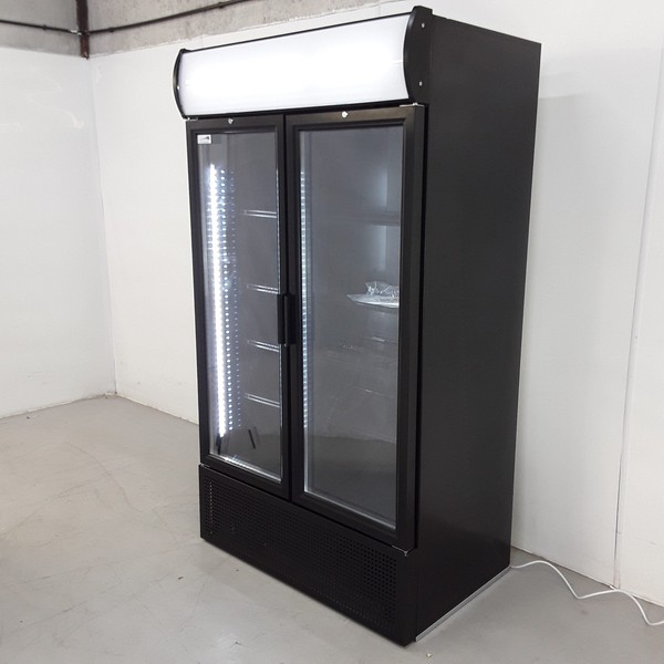 Display fridge with an illuminated branding panel