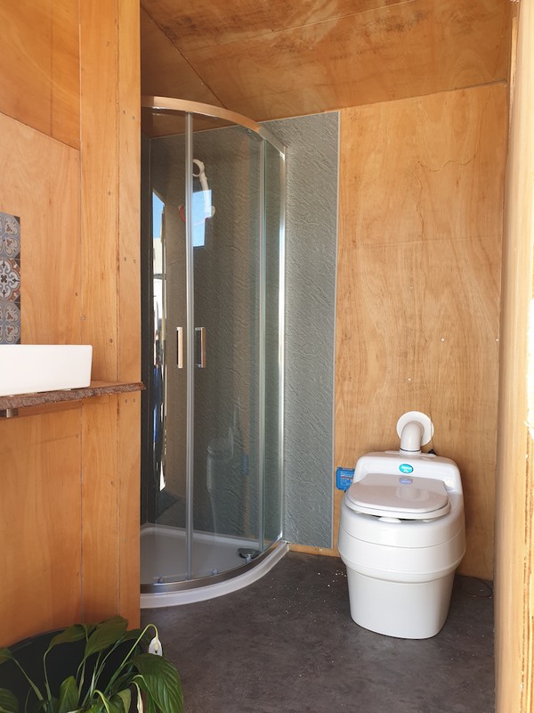 Shepherds hut style shower and toilet
