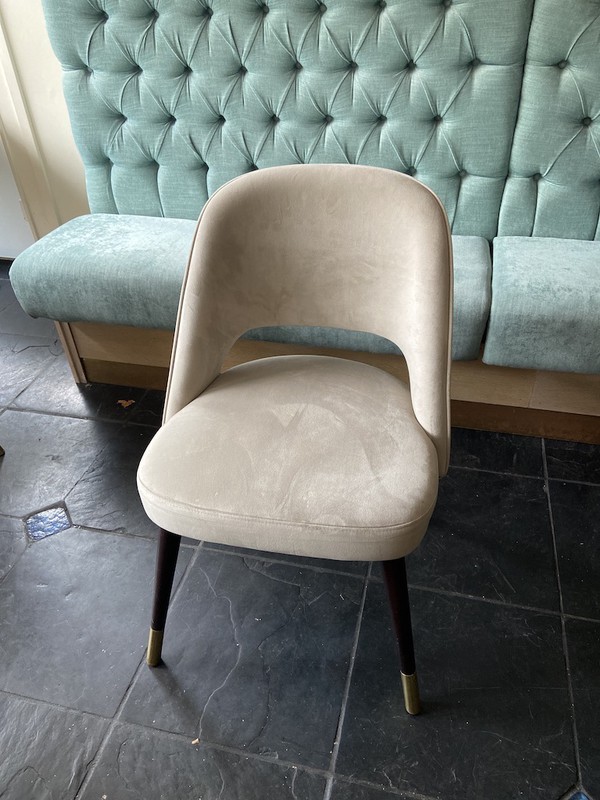 Neutral Dark Cream Velvet Chairs