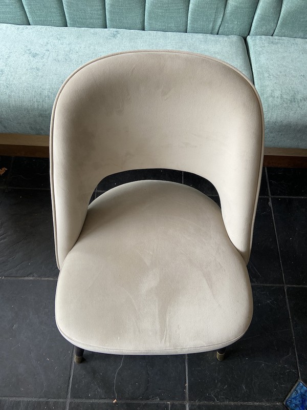 Light Putty Grey Velvet Chairs for sale