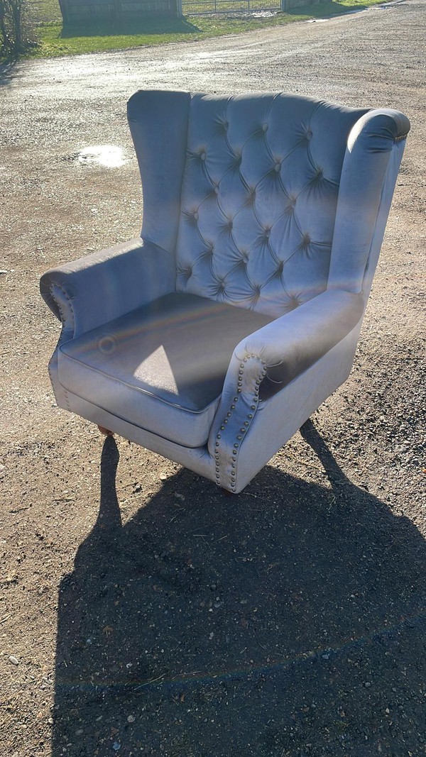 Grey Velvet Armchair for sale