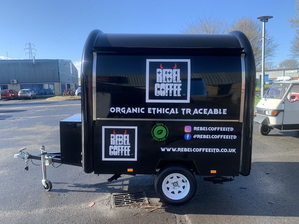 Coffee trailer with graphics