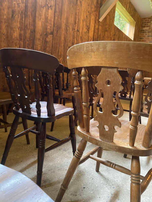 Fiddle back wooden chairs
