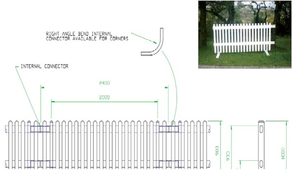 Secondhand 80m of Picket Fencing 6x Corners and 30x Feet