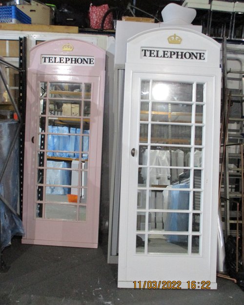 Secondhand K6 Telephone Door Mirror Prop 1 Pink and 1 White For Sale Secondhand K6 Telephone Door Mirror Prop 1 Pink and 1 White For Sale