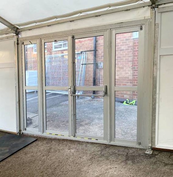 Aluminium / glass marquee doors