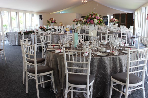 Ex Hire Dark Silver Pin Tuck Tablecloths for sale
