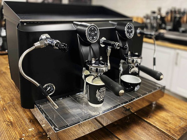 Black and chrome espresso machine for sale