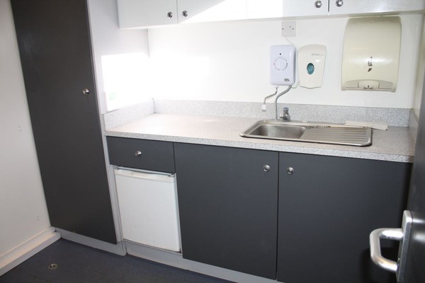 Exhibiton trailer with kitchen area