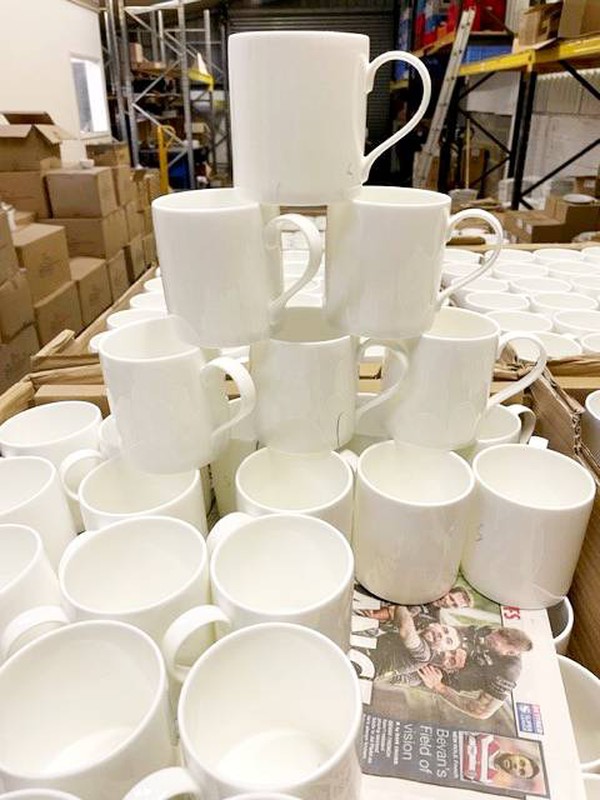 Bone china white mugs