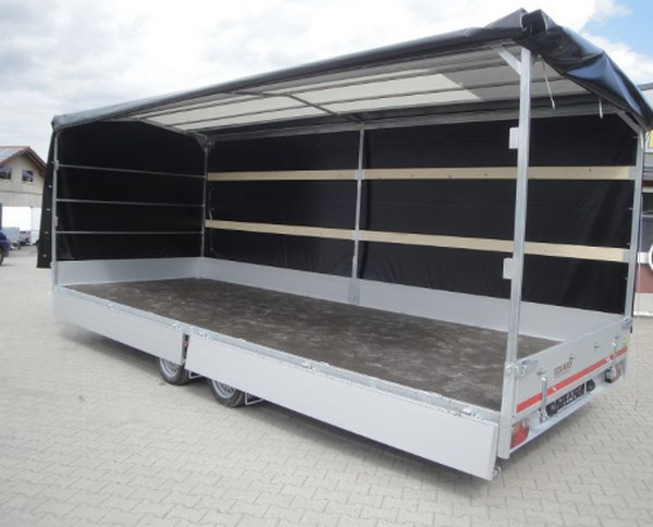 Drop side trailer with curtain side