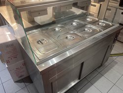 Inomak MFV714 Ambient Cupboard with 4 x GN1/1 Bain Marie & Glass Structure