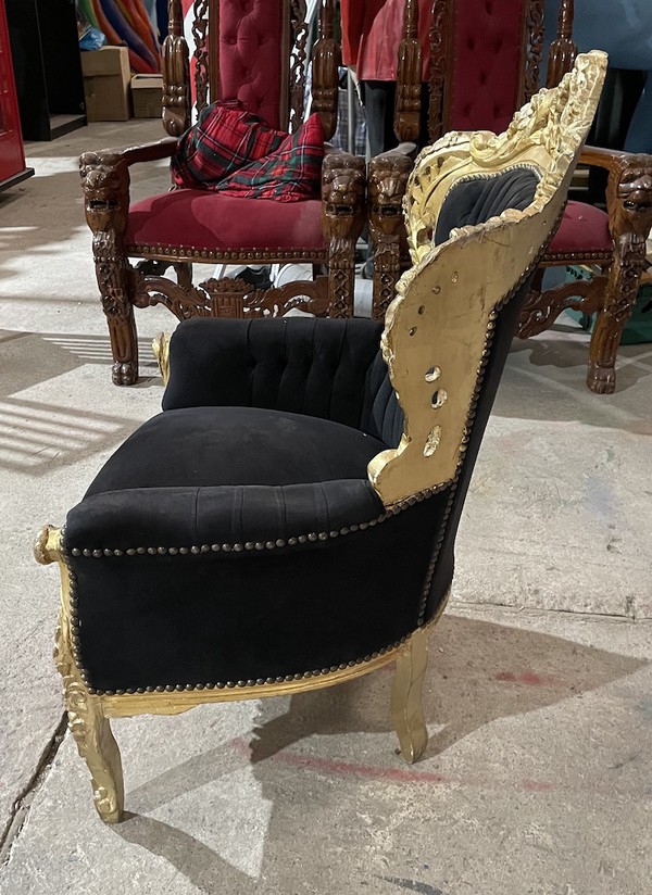 Black and Gold Baroque Style Chair Set