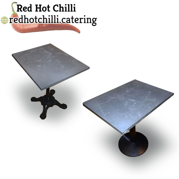 4x Metal Top Outdoor Tables with Various Bases