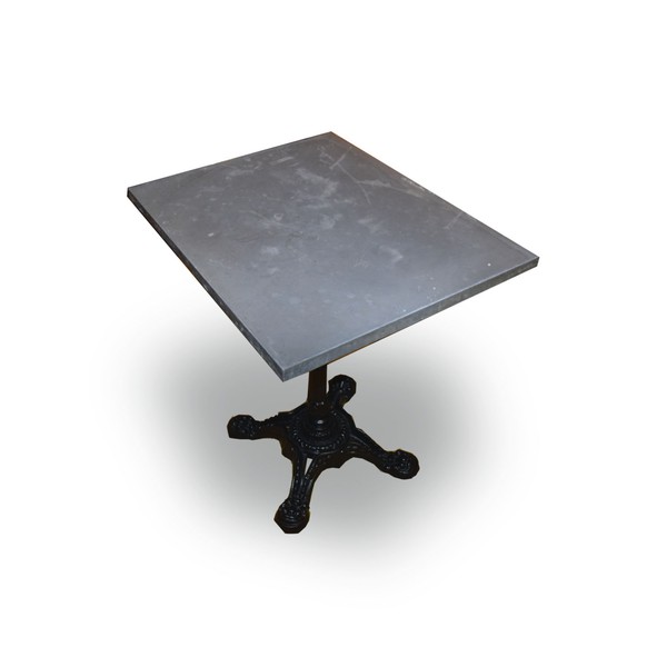 Rectangular metal topped dining table