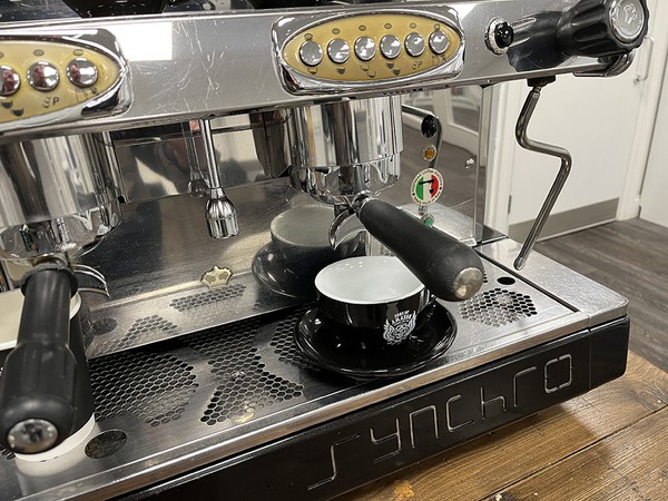 Secondhand Black Syncro Royal 2 Group Full Size Espresso Machine with Grinder
