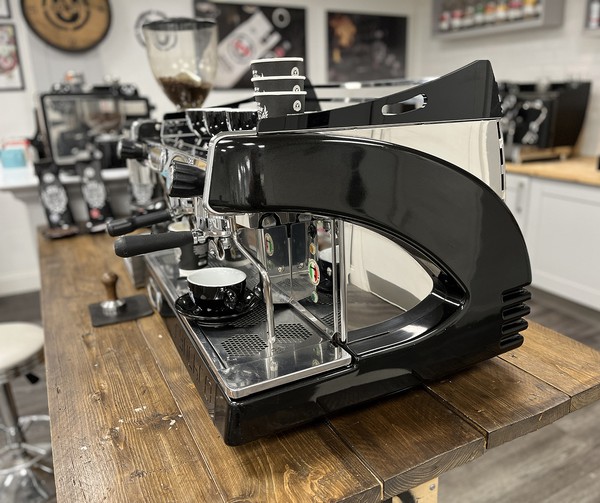 Used Black Syncro Royal 2 Group Full Size Espresso Machine with Grinder