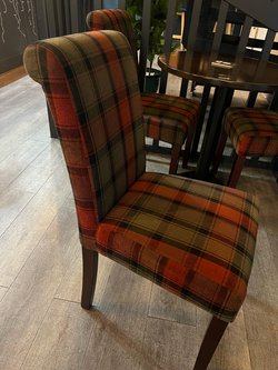 chequered fabric dining chairs