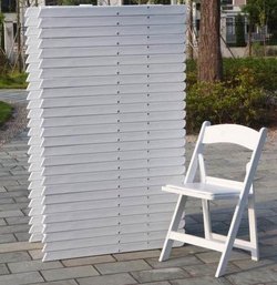 150x Emily White Resin Folding Wooden Chairs - Weddings - Events - BRAND NEW